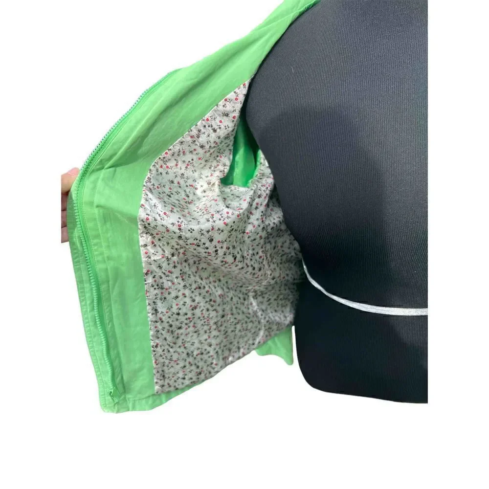 Talbots small vibrant green military style zip up jacket pockets career ￼